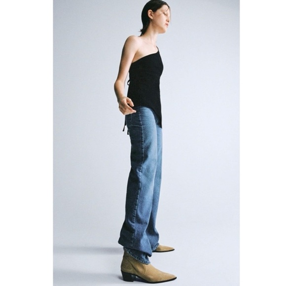 Zara Shoes - Zara Leather Split Suede Pointed Toe Cowboy Ankle Boots Size 39 | 8